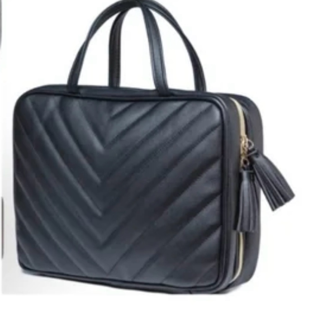 Black Chevron Quilted Large Toiletry Bag
